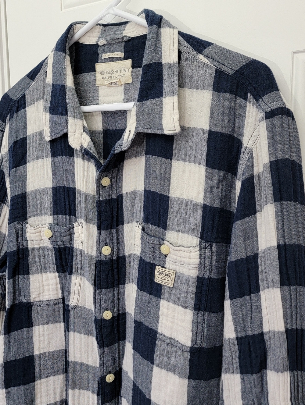 Ralph Lauren Denim And Supply Tomboy Blue Plaid Button Down Shirt Women's XXL - Picture 4 of 11
